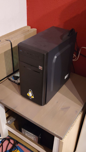 a PC in my attic with a linux sticker on it