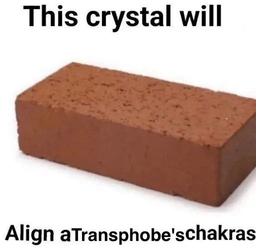 <image of a brick> This crystall will Align a Transphobe's chakras